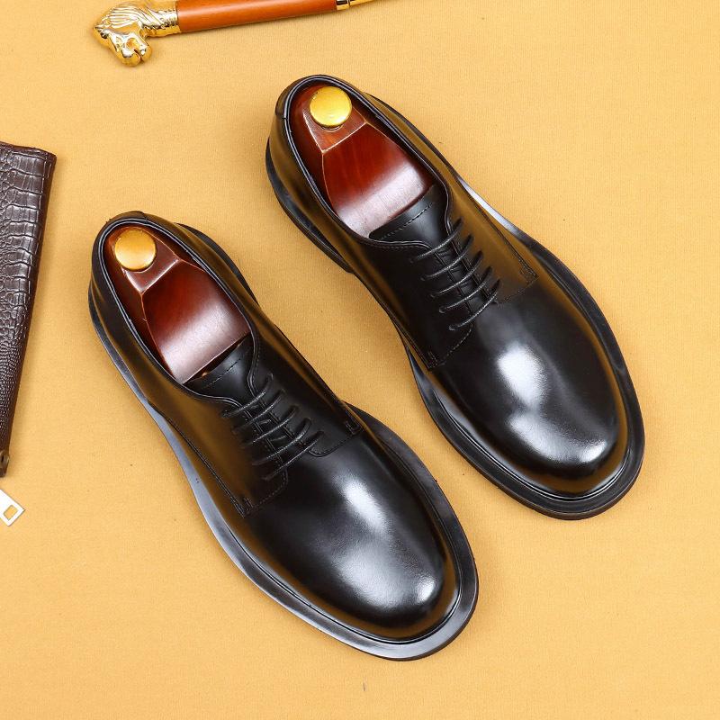 Pantofi de afaceri casual din piele Bărbați stil simplu din piele rochie britanică cu cap rotund Bărbați derby versatili