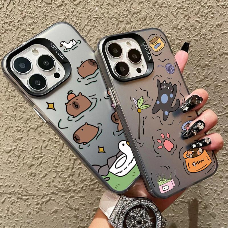 Plating Matte Case For Samsung Galaxy S21 FE S22 S23 Plus S24 Ultra A55 A35 A15 A14 A32 A52S A54 Cute Cat Supplies Phone Cover