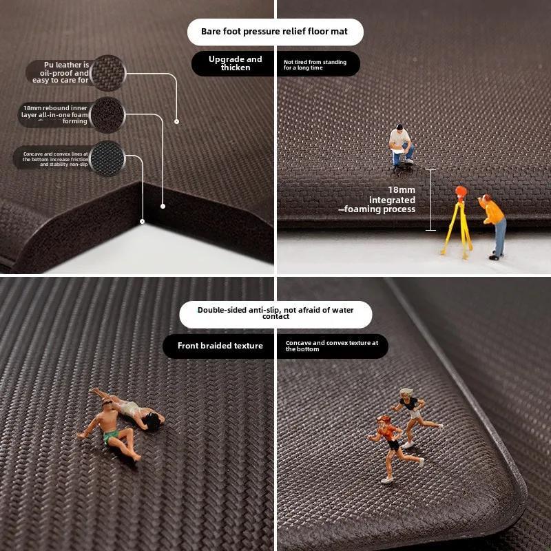 Kitchen Mat Cushioned Anti Fatigue, Ultra Thick PU Leather Kitchen Floor Mats, Waterproof and Anti Slip Foot Pad, Anti-oil Stain