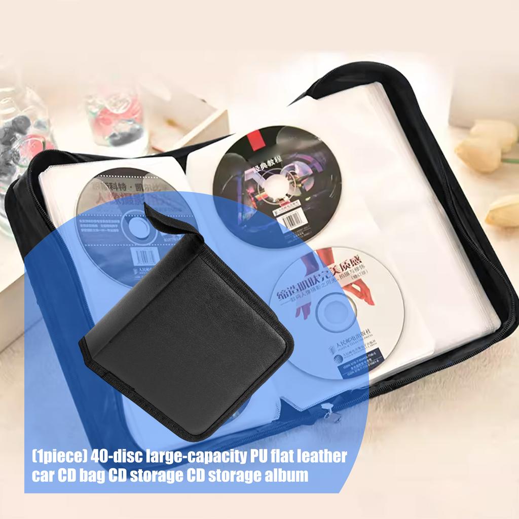 Skóra PU Organizer na płyty CD 40 kieszeni Ochraniacze na płyty Do samochodu Podróż Łatwe przechowywanie Ochrona antypoślizgowa Kolekcja muzyczna