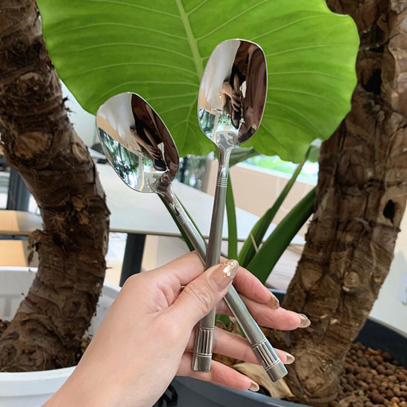 

Ложка для супа из нержавеющей стали, креативная кастрюля, ложка для каши, домашняя кухня, золотая серебряная ложка для риса, десертная ложка, бытовая столовая