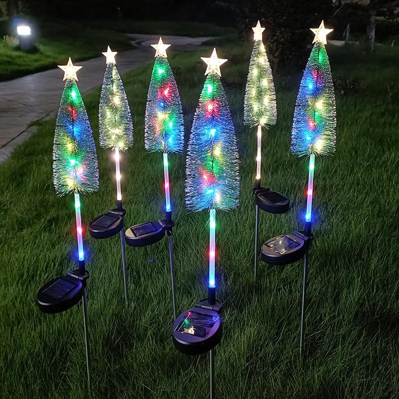 New Solar Christmas Tree Star LED Light Outdoor Waterproof Solar Lawn Light Garden Landscape Christmas Party Decoration