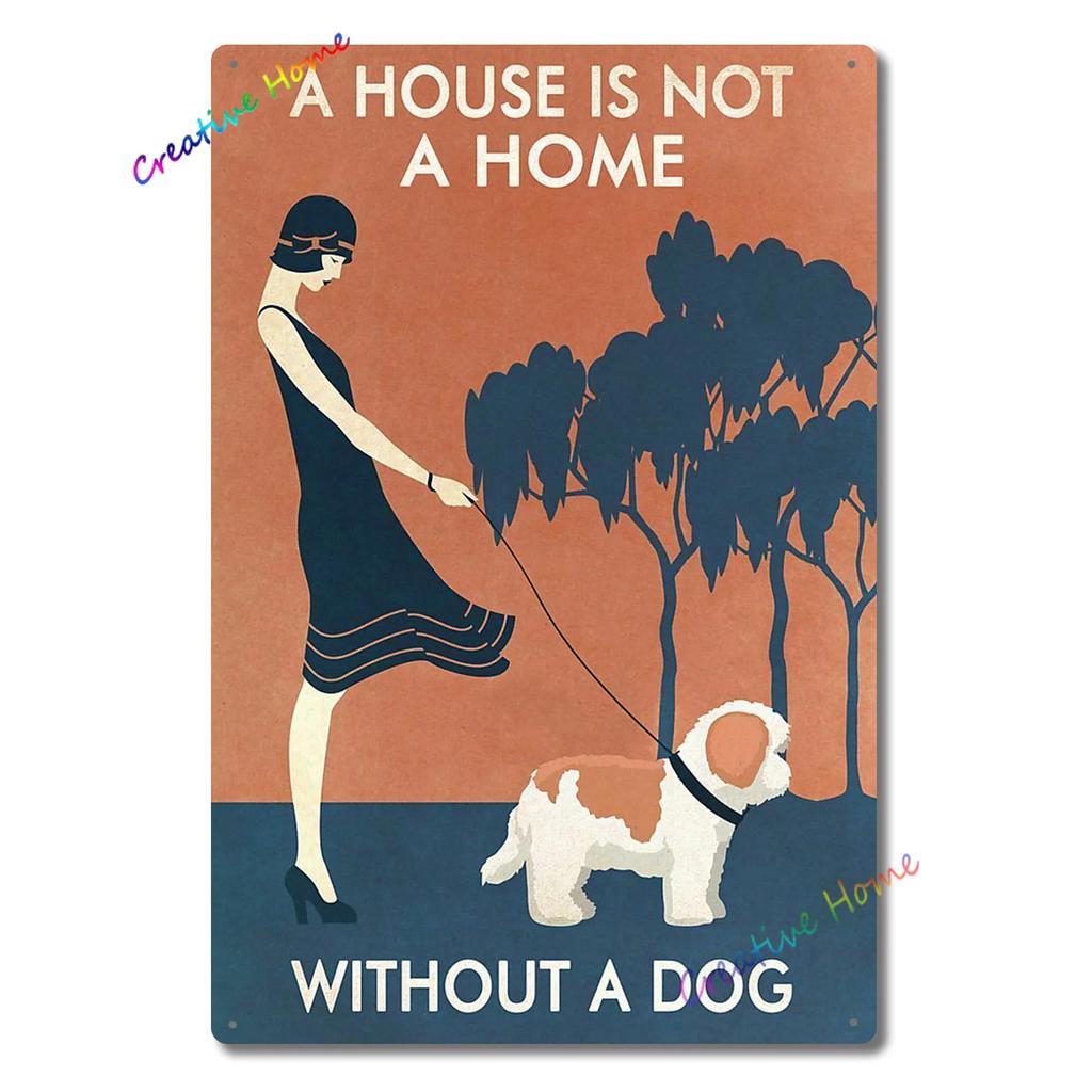 Dog Metal Tin Sign Shih Tzu Co. Bath Soap Wash Your Paws Printed Poster Bathroom Toilet Living Room Home Art Wall Decor 8X12inch