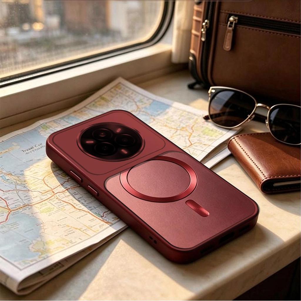 CD Texture Magnetic Ring Casing for realme 14 Pro 5G Pro+ Metallic Finish Shockproof Case Cover