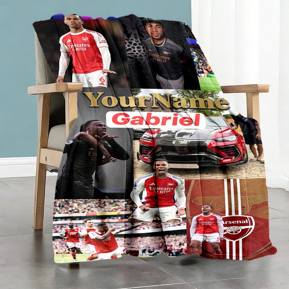 Arsenal Personalized Text Blanket Multi-purpose Personalized Blanket Durable Comfort Throw For Couch Home Decor Office Picnics All-Season Use