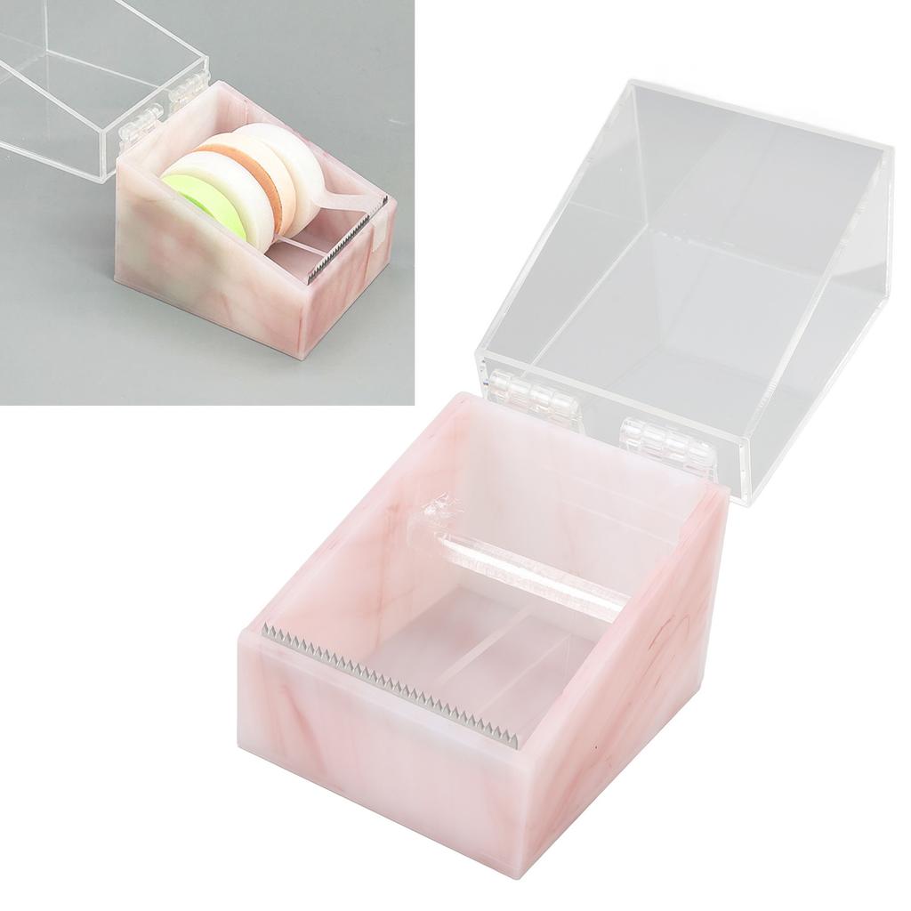 Eyelash Tape Dispenser 2 Grids Acrylic Tape Cutter Holder with Transparent Cover for Beauty Salon