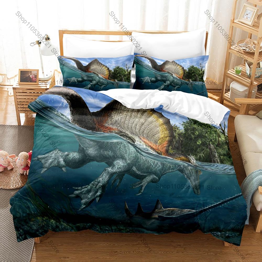 Dinosaur World 3PCS Bedding Set Duvet Cover And Two Pillowcases Microfiber 3D Digital Printed Cartoon Bed Linens Home Decor