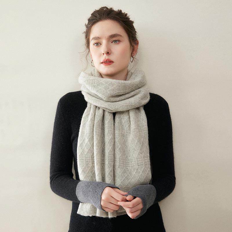 Women's 100% Pure Cashmere Scarf: Versatile, Warm, Solid Color for Autumn/Winter