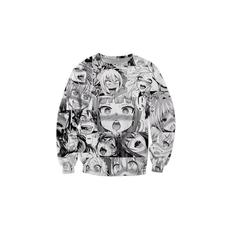 Ahegao Anime Face Hoodie And Pants Creative 3d Printed Jogger Suit For Men And Women