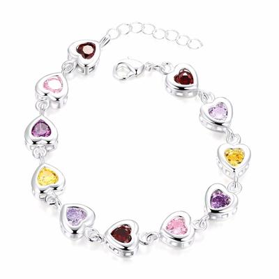 925 Sterling Silver Elegant Charm Heart Bracelets Chain Beautiful Crystal Stone Drop Jewelry Fashion For Women Wedding Lady Cute