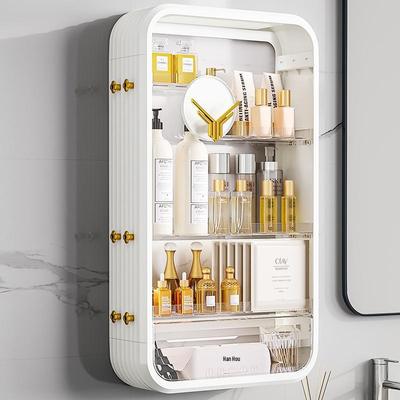 Luxury Wall-Mounted Skincare & Cosmetics Storage Box - Bathroom & Kitchen Shelves, Punch-Free, Large Capacity