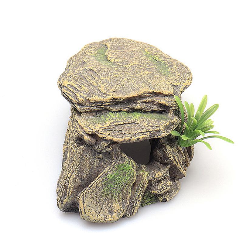 Aquarium Hiding Cave Reptile Climbing Rock Terrarium Stone Fish Tank Decor