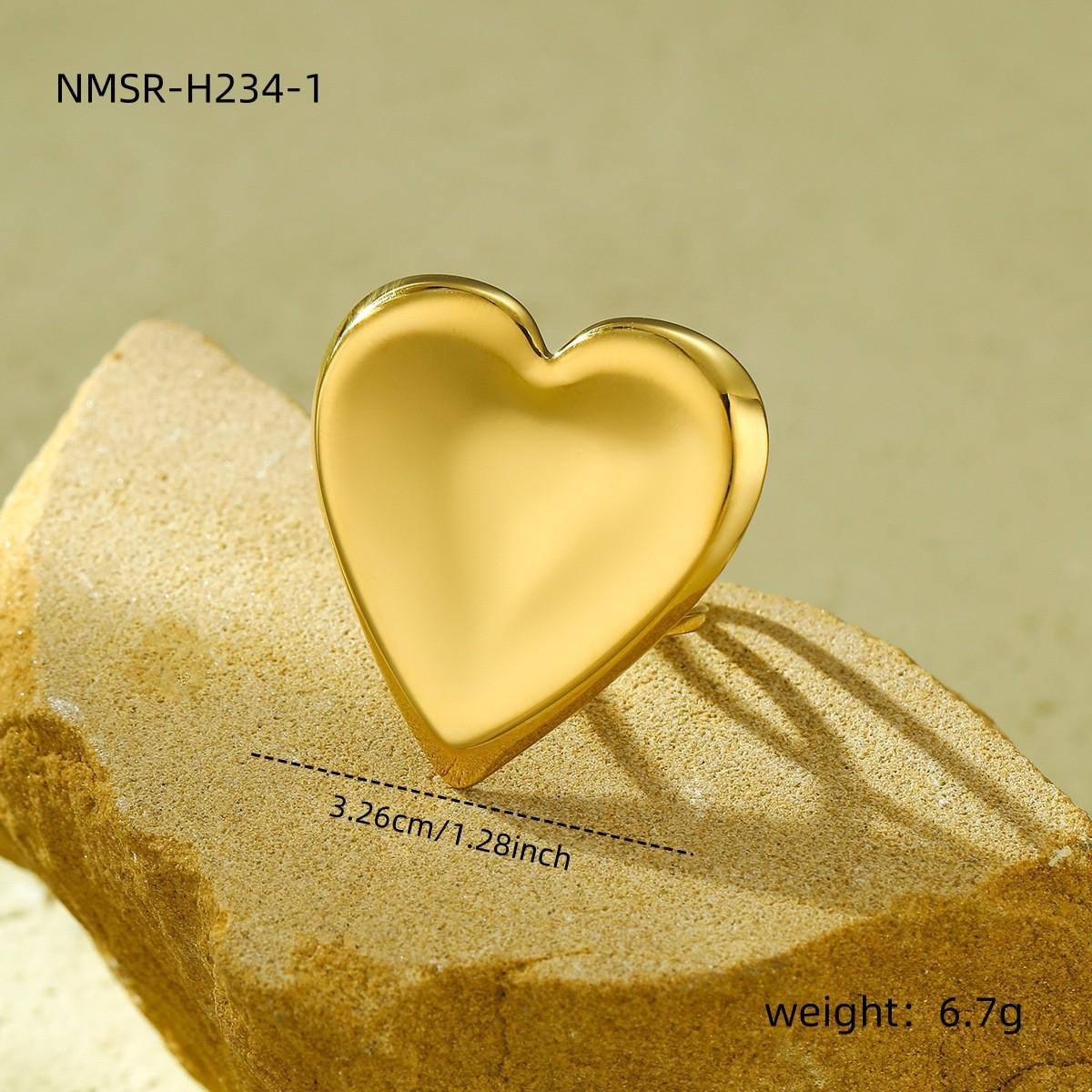 GEMCHIC Women s Gold Geometric Heart Circle Open Ring Fashion Stainless Steel Jewelry
