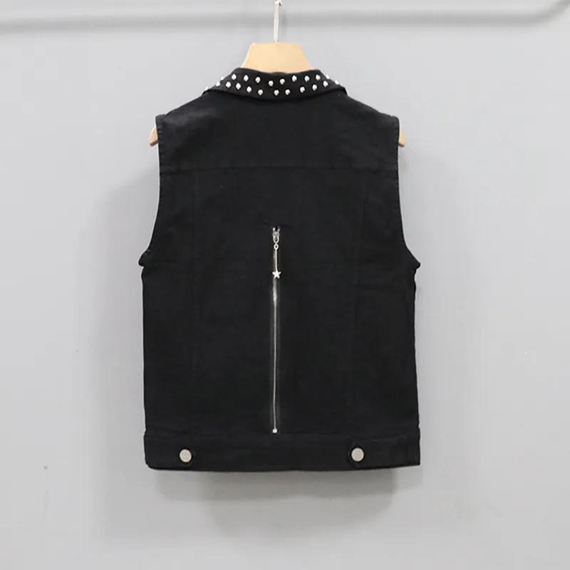 Femei Scurtă cu un singur rând de nasturi, fără mâneci, Jachetă Jean Denumire Vestă Denim Feminină