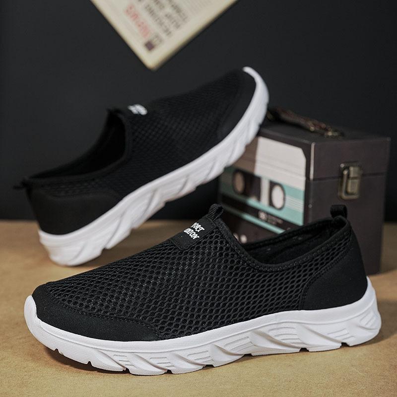 Summer Mesh Men's Half Slippers Casual Breathable Casual Shoes Large Size Soft Sole Hollow Trend Men's Walking Shoes
