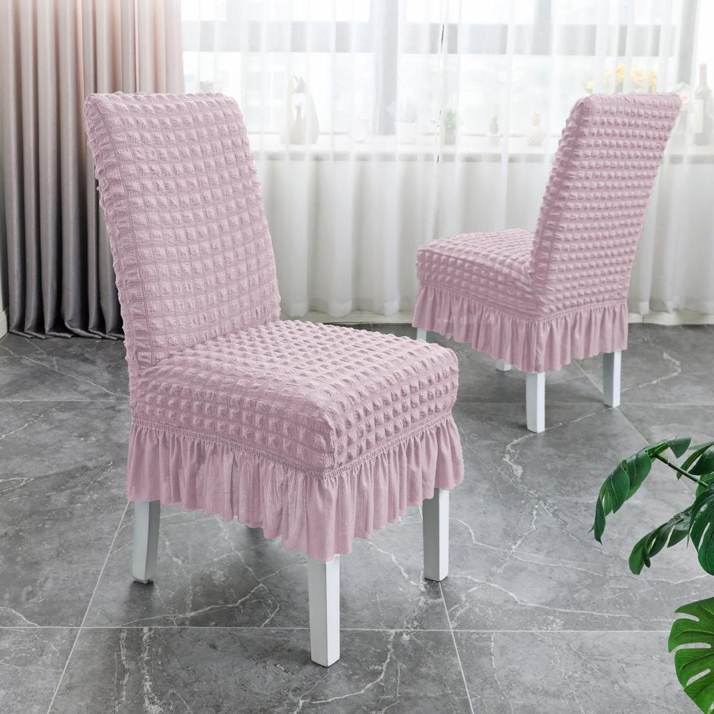 Capa de Cadeira Universal Seersucker com Saia, Estilo Espesso Tudo-em-Um para Sala de Jantar e Sala de Estar.