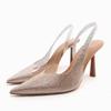 Rhinestone Strap Slingbacks Heeled Sandals Women Sexy Pointed Toe Thin High Heels Elegant Banquet Dress Shoes Sandalias De Mujer