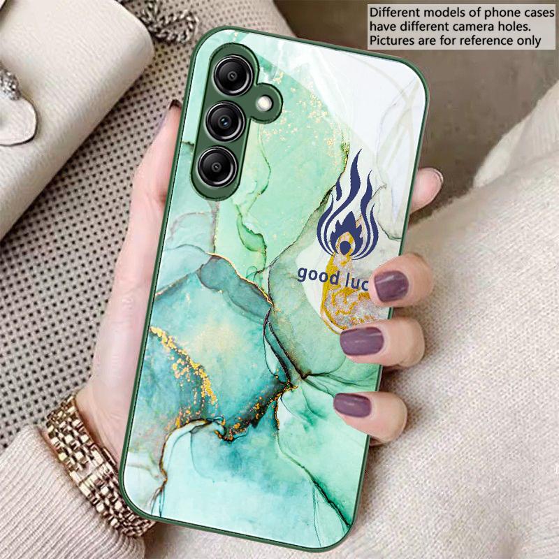 Grünes Marmormuster Für Samsung A 20 30 22 23 24 25 26 31 32 33 34 35 42 50 51 52 53 54 55 56 70 71 72 73 5G Glas-Handyhülle