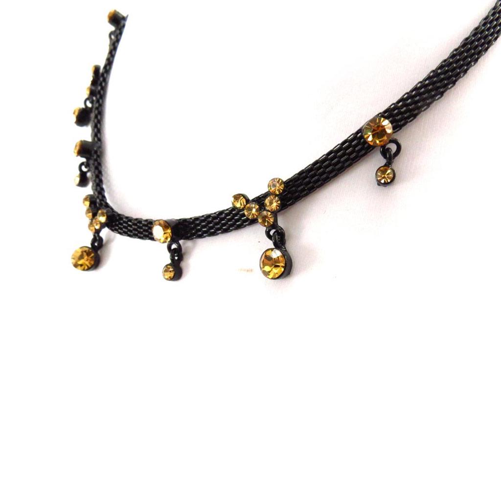 Les Trésors De Lily [J6983] - Designer 'Sissi' Amber Black Choker