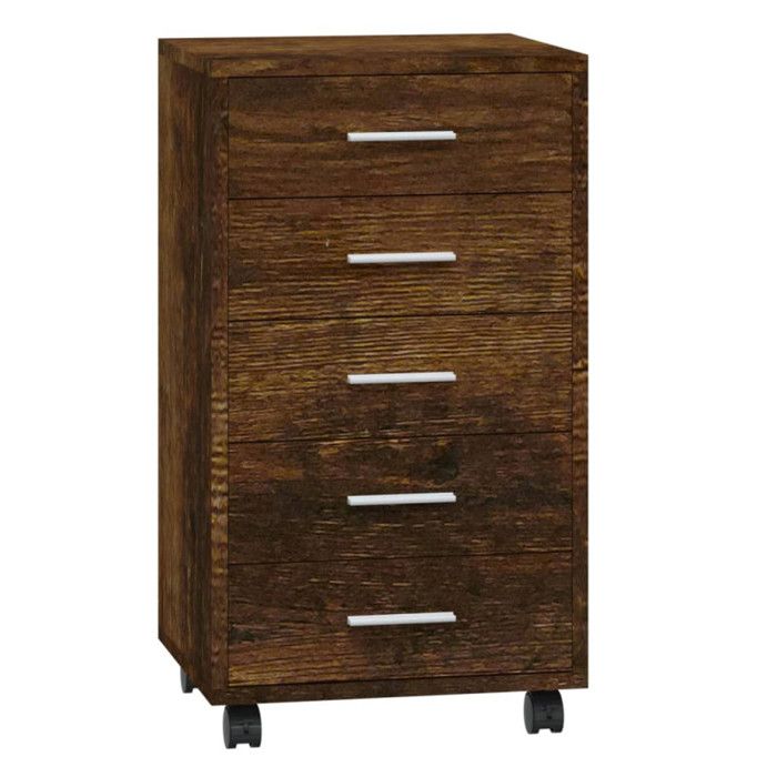 342674 vidaXL Chest of Drawers with Castors Smoked Oak Engineered Wood