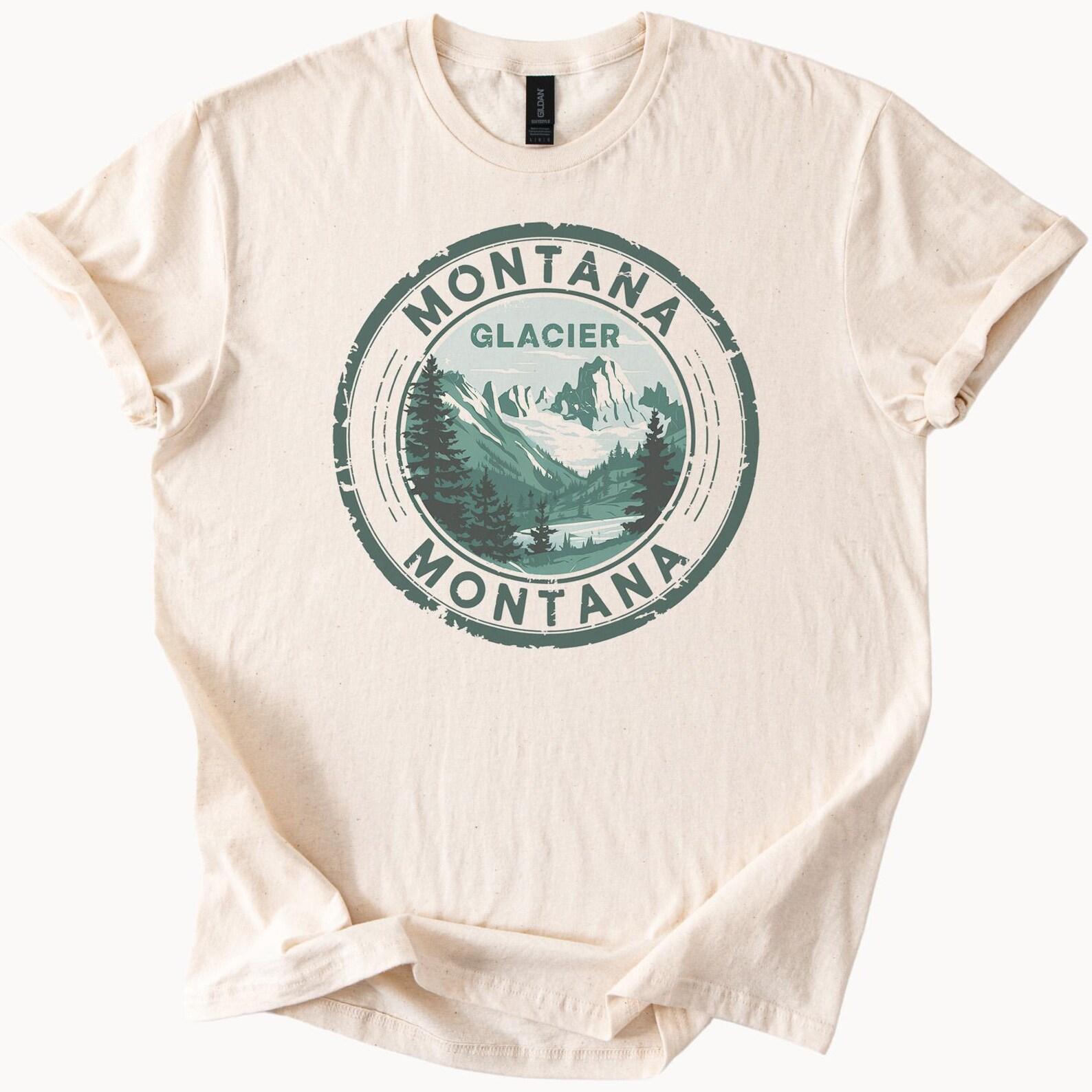 Montana Glacier National Park Graphic T Shirt Mountain Landscape Nature Hiking Tee Outdoors Scenic Trees Wilderness Apparel 140