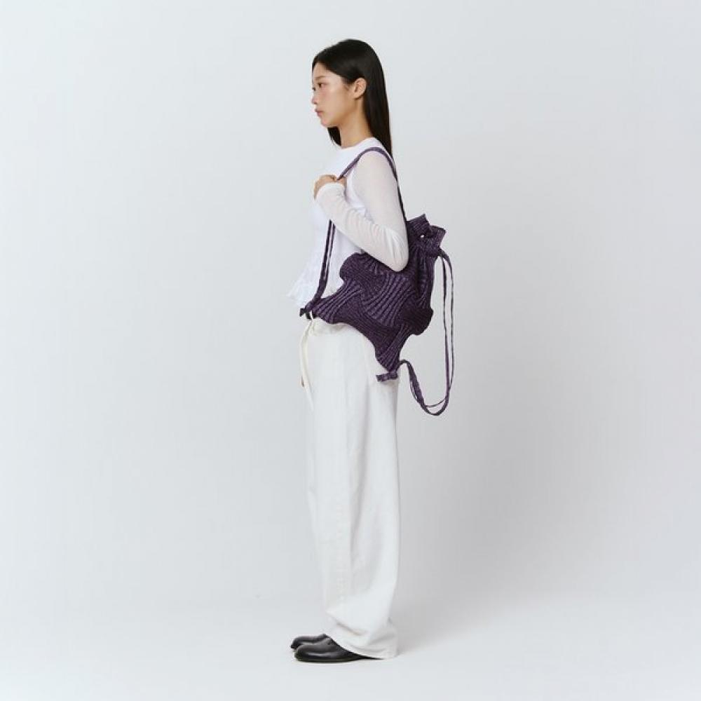 Pleatsmama Glitter Deep Purple New Bow Backpack