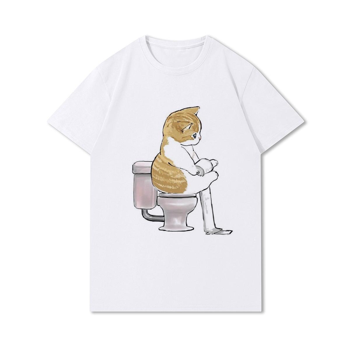 

Женские футболки больших размеров Kawaii Cat Shark с забавным принтом для девочек и животных Y2K, модные топы с принтом 90-х годов, футболка для девочек, белая одежда