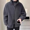 Men's Versatile Fleece Jacket - Classic Solid Color Zip-Up with Stand Collar for Autumn/Winter