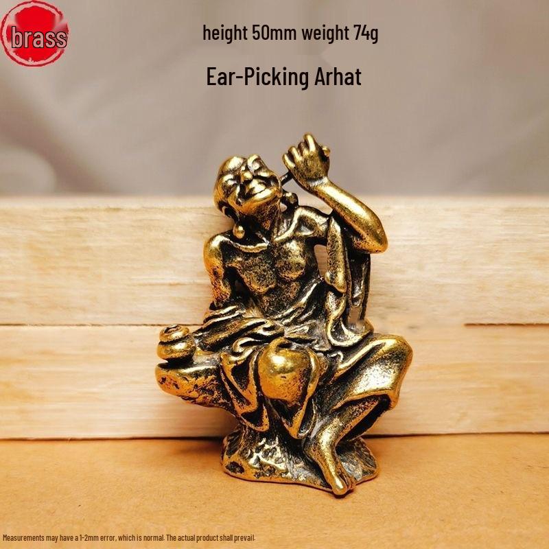 Solid Brass Eighteen Arhats Dragon and Tiger Taming Desktop Ornaments