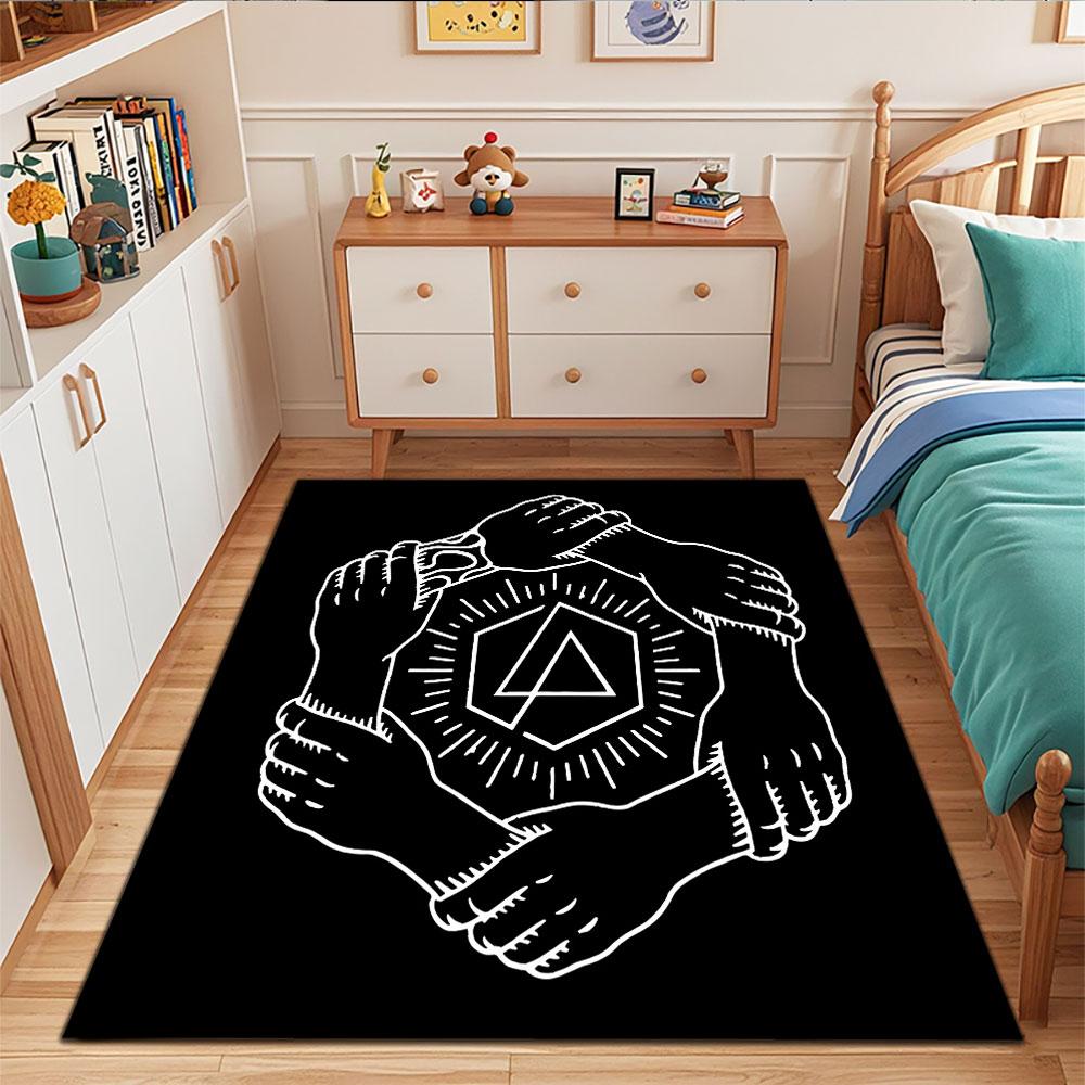 Unity Hands with Geometric Symbol Patterned carpet, suitable as a non slip play mat for the living room and bedroom sofa