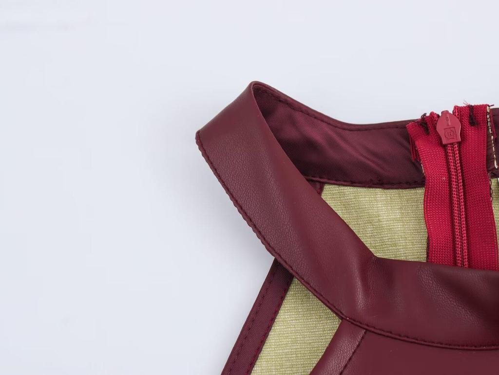 European & American Style 2025 Spring Women's Sleeveless PU Halter Dress