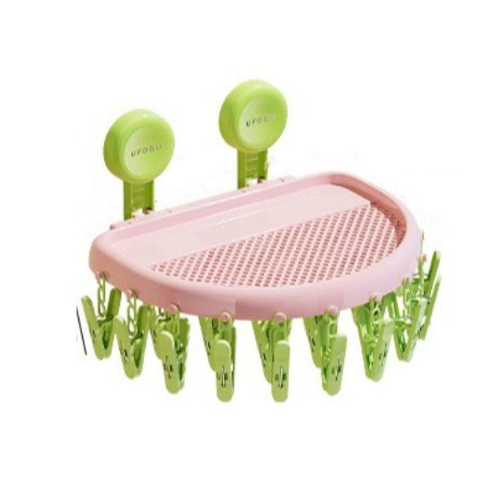 Dopamine Foldable Clothes Hanger Windproof Sock Drying Rack Suction Cup Drying Rack  Household розовый