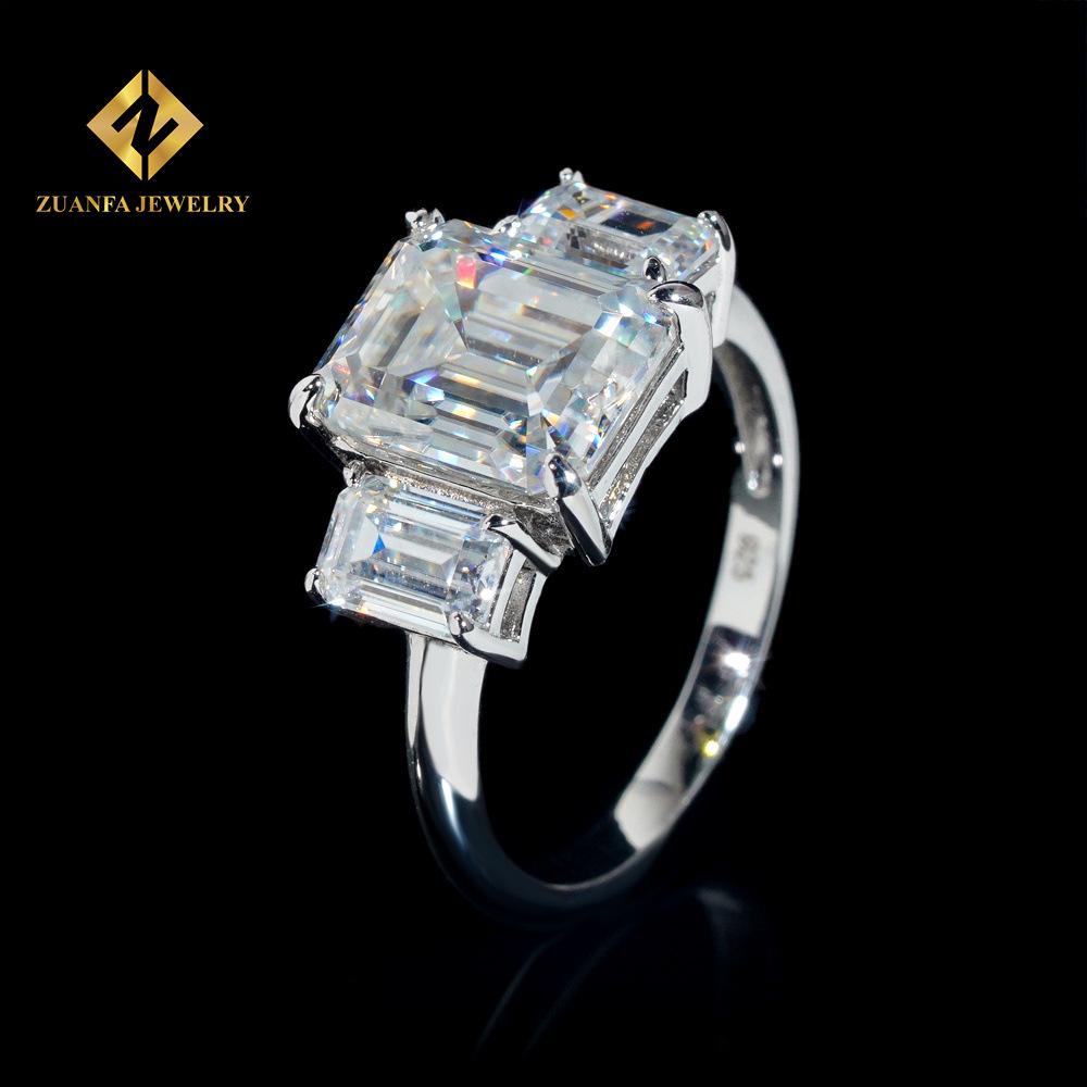 

4.8 Carat Emerald Moissanite Ring in 925 Sterling Silver - Fashion Proposal or Wedding Jewelry Size 7