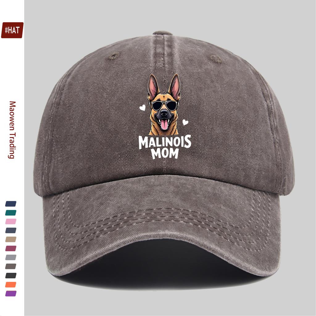 Pc Fashionable Malinois Dog Print Baseball Cap  Malinois Mom Letter Print Adjustable Buckle Closure Lightweight Polyester