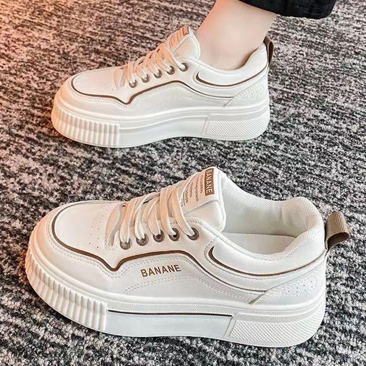 High leather thick-soled little white shoes for women 2025 spring new casual versatile thick-soled muffin Korean version trendy women