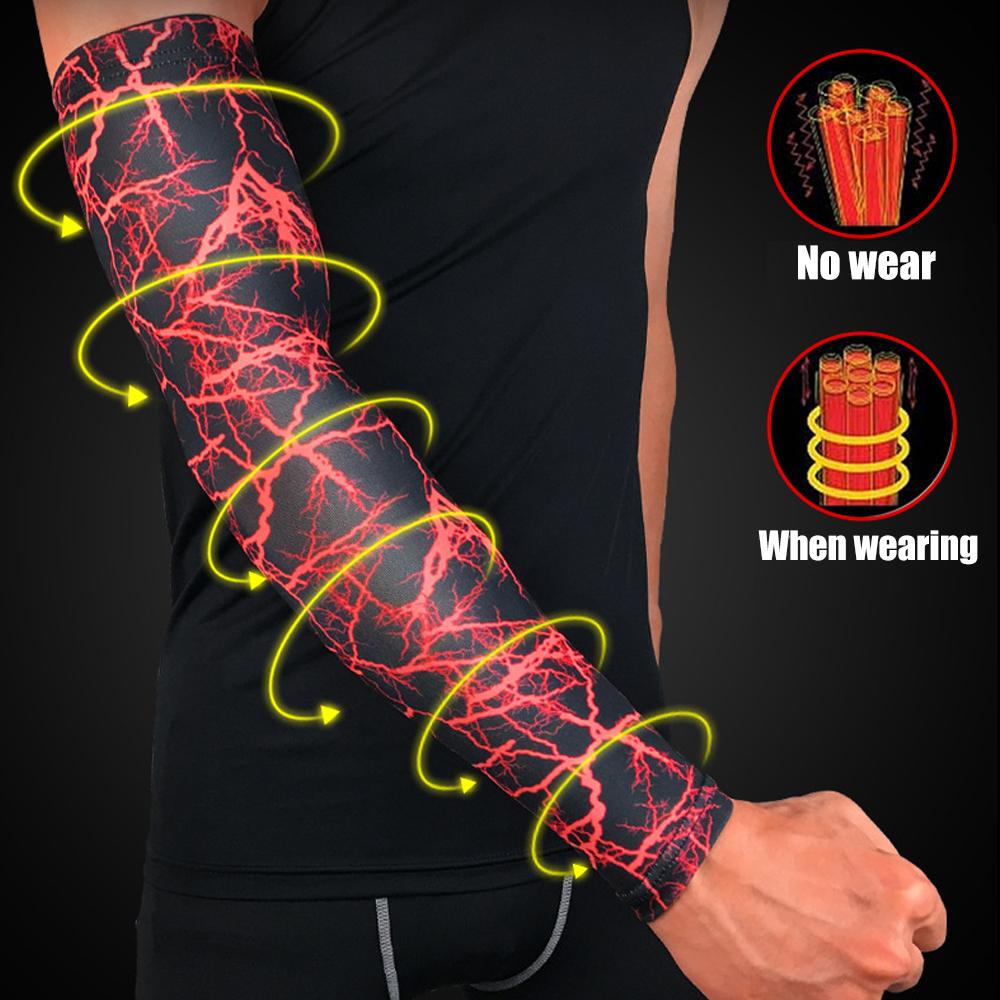 1Pcs Sports Arm Sleeve Compression Sleeves Golf Elbow Brace UV Protection Tattoo Cover for Running Cycling Basketball Football