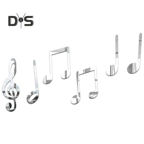 Autocollant mural créatif en trois dimensions, 6 pièces, phonogramme à la mode, décorations murales pour salle de classe de musique
