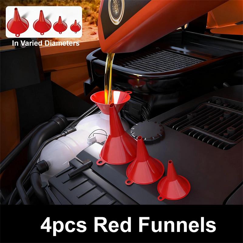 19-teiliges Kfz-Trichterset mit verschiedenen Trichtertypen und 9 Ersatz-Ausgießern für Benzinkanister, geeignet für Autos
