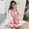 Pajamas Sets for Women Sexy Silk Women Pijama Sets Sleepwear Long-sleeve Cardigan Set Female Ice Silk Pyjamas Home Clothing