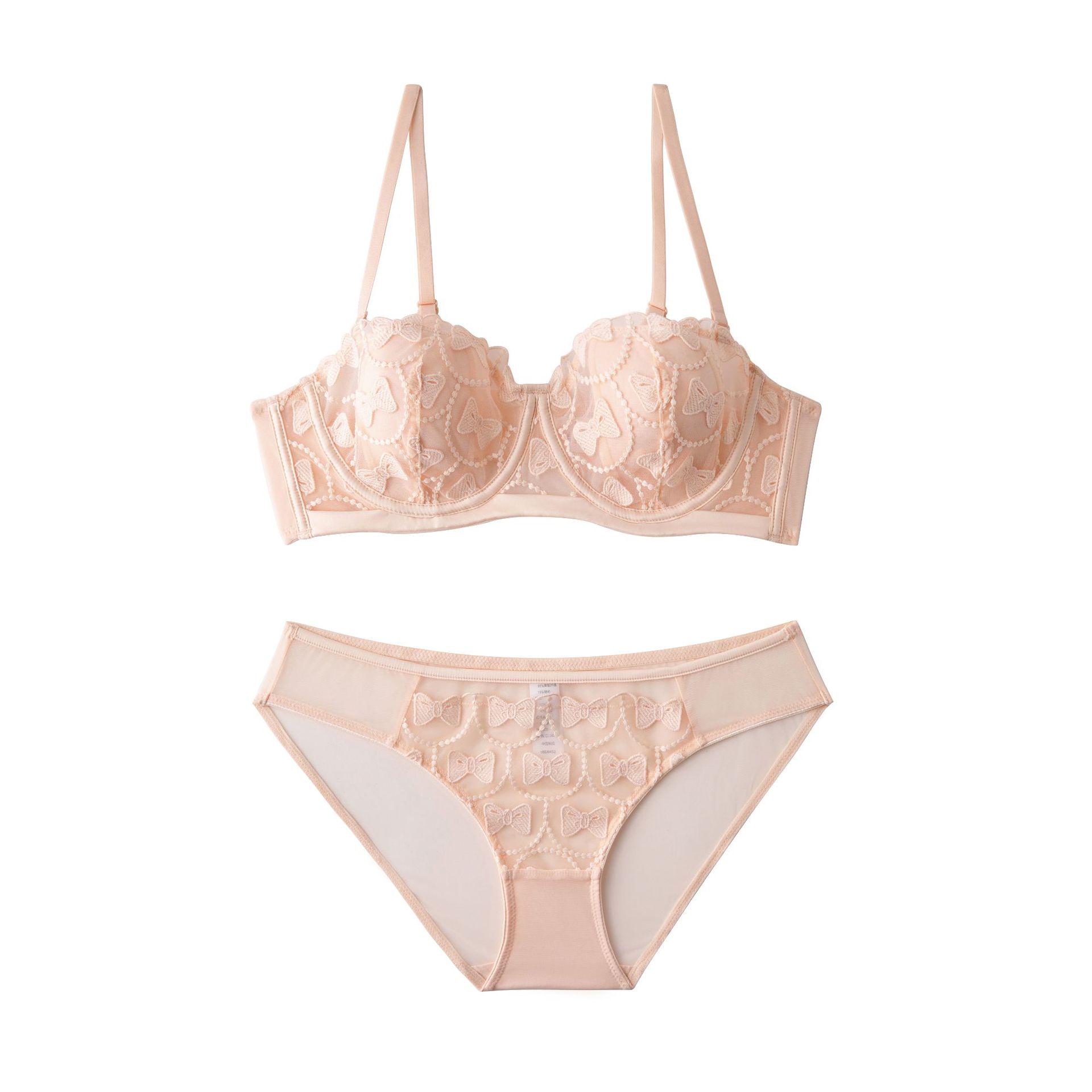 

2024 Женский Минимизирующий Ультратонкий Поддерживающий Бюстгальтер для Большой Груди с Ушками Банни Комплект Белья. 38C розовый