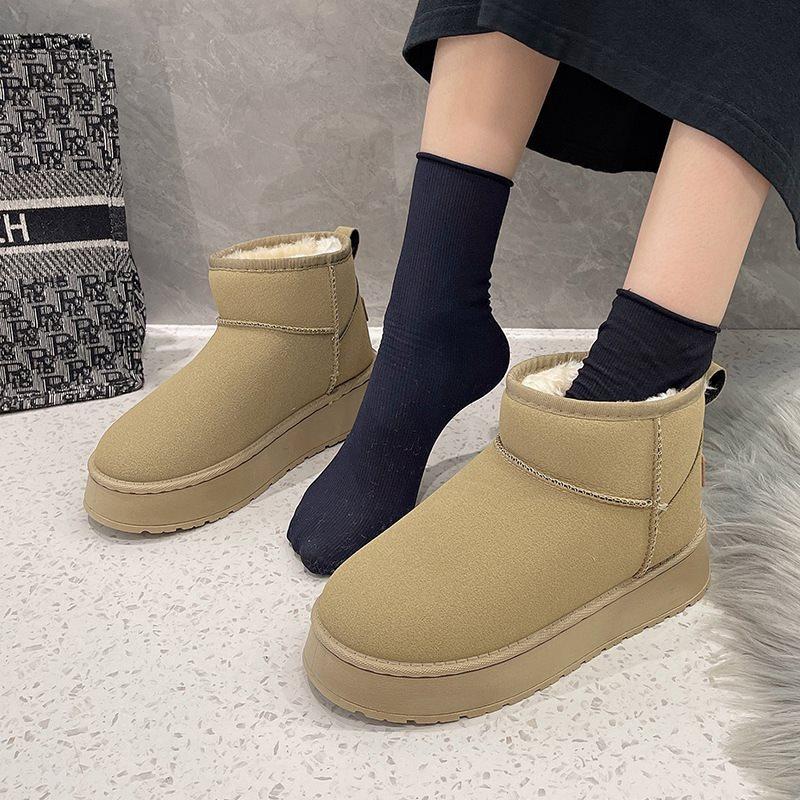 Cotton shoes warm and velvet 2025 short boots Northeast versatile thick-soled winter snow boots women's new models are thickened and cold-resistant