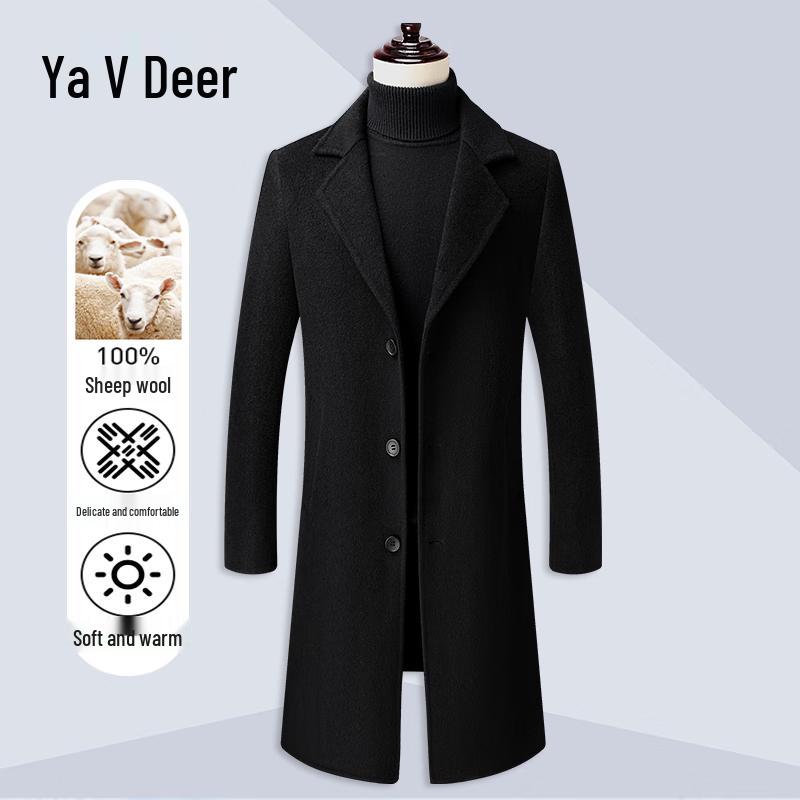 Yalu Men's 100% Merino Wool Double-Sided Overcoat