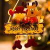 Festival Double Face Santa And Reindeers Hanging Decoration Outdoor Christmas Decorations