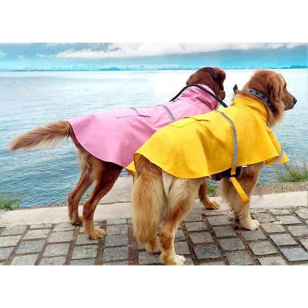 Dww-Adjustable Waterproof Pet Dog Hooded Raincoat Reflective Dog Rain Coat Jacket Dog Rainwear Apparel Clothes for Small Medium Large Dogs (M, Pink)