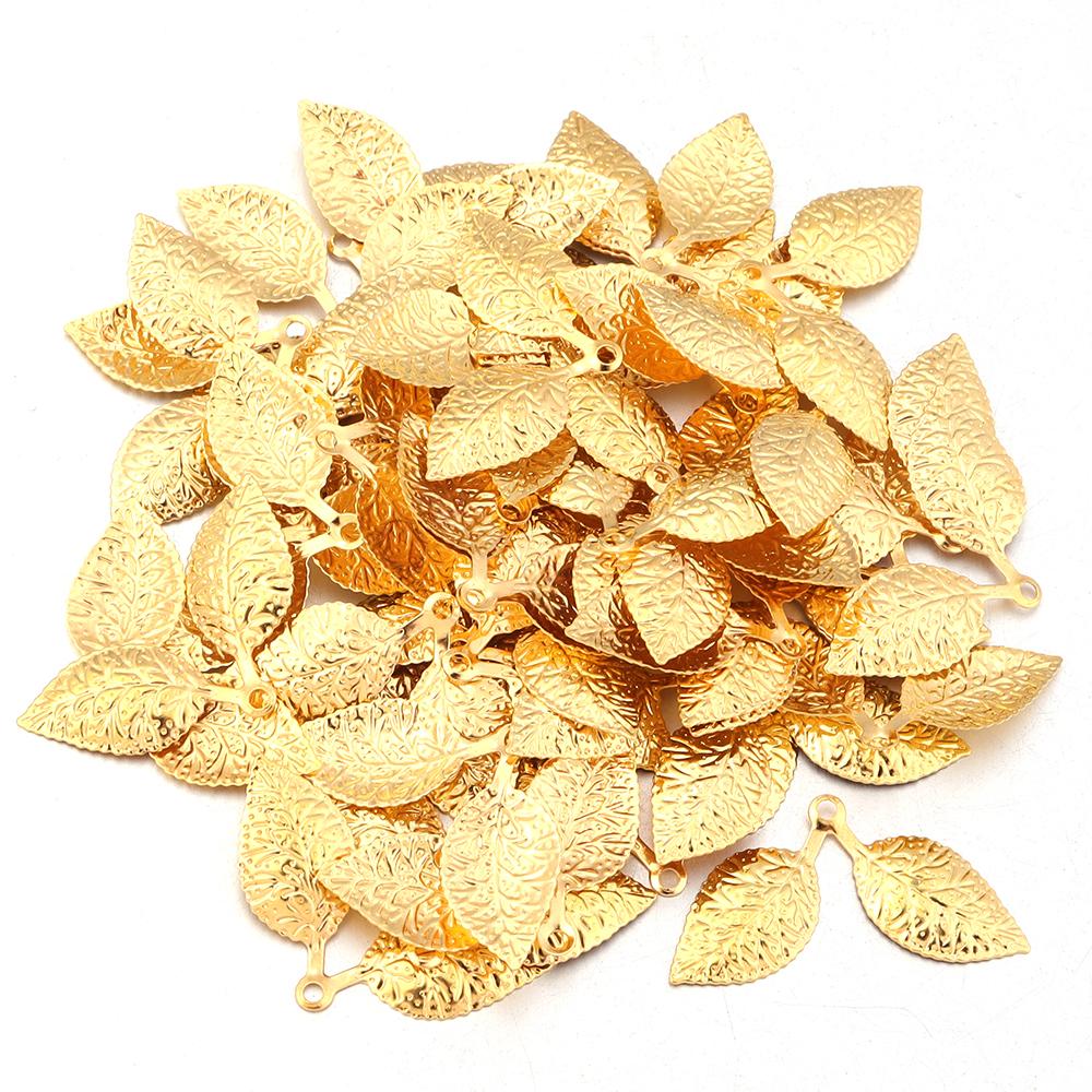 50 Stück/Los Metallblatt-Anhänger 16x26mm Eisen Zwei-Blatt-Anhänger Für Schmuckherstellung DIY-Anhänger Ohrringe Kopfschmuck Zubehör