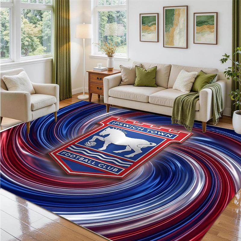 Ipswich Town Football Design Crystal Velvet Rug Soft Decorative Mat for Bedroom Entrance
