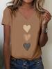 Funny Love Heart Print Women Summer Short Sleeves T-Shirt V-Neck Y2k Tops Tee Graphic T-Shirts Female Casual Women's Clothing