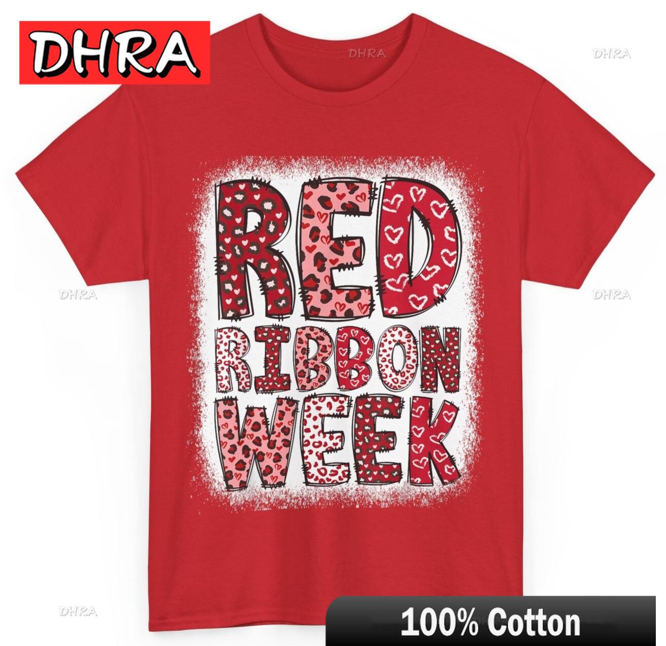 Red Ribbon Week Apparel Gift Red Ribbon Week TShirt Classic Retro Unisex Casual Tshirts Unique Comfy Edgy Top Printed Is Red S