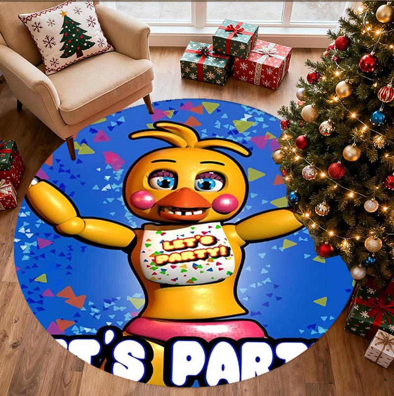 Five Nights at Freddy's Pattern Round Rug, Indoor/Outdoor Mat, for Picnic, Gameroom, Bedroom, Office, Living Room, Home Decor Carpet, Birthday Gift