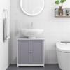 Under Sink Bathroom Cabinet Freestanding Under Sink Cabinet With 2 Doors And Adjustable Shelf For Basin Without Or With Pedestal White And Grey